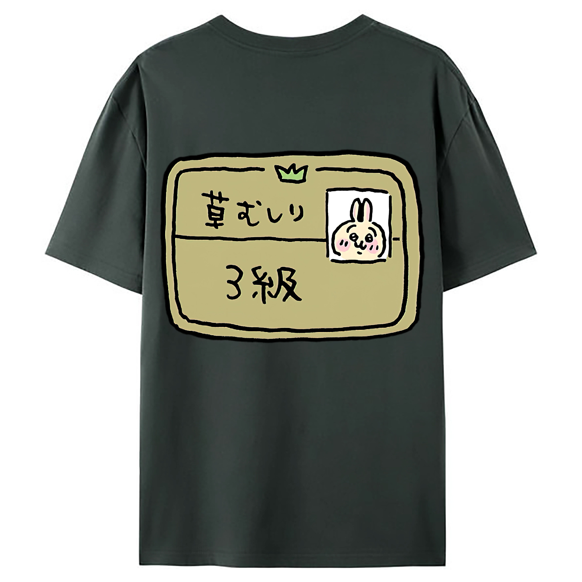 （画像用） ちいかわ うさぎ Chii-kawa usagi 綿100％ メンズ半袖Tシャツ（バックプリント） 通気性